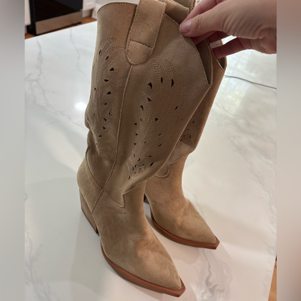 Altar'd State Beige Suede Heeled Boots